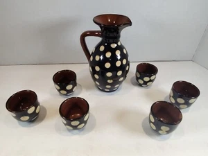 Vintage Keramik Set Glasierter Ton Bulgarisch Set Braun Gepunktet Becher Tassen... - Bild 1 von 7