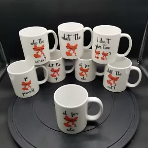Set 8 tazzine da caffè a tema Fox "What The Fox" "Go Fox Yourself" Funny Rude - Foto 1 di 13