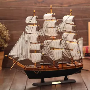 Holz Segelboot Modell Deko Miniatur Segelboot Schiffsmodell Wohndeko Ru - Bild 1 von 12