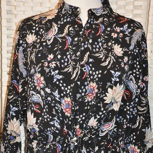 Nuevo con etiquetas Negro Floral BooHoo Camisa de Vestido Cachemira Talla 10 XL Azul Rojo Cordón Cintura - Imagen 1 de 8