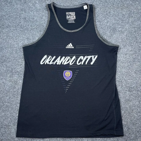 Adidas Orlando City Soccer Tank Top Men's Size Medium M Black MLS T Shirt Cover