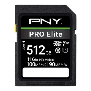 PNY 512GB PRO Elite Class 10 U3 V30 SDXC Flash Memory Card - Picture 1 of 7