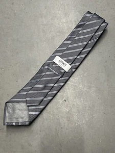 Armani Collection Men’s Tie 100% Silk Made In Italy Gray &  Blue Stripe - Picture 1 of 11
