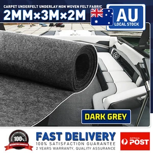 Dark Grey Carpet Underlay Trunk Marine Boat Underfelt Upholstery Liner 2MM - Picture 1 of 22