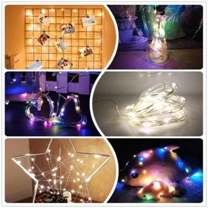 1m 2m Micro LED String Kupfer Draht Fee Lichter Batterie betrieben Weihnachtslic - Bild 1 von 22