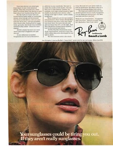 1975 VINTAGE PRINT AD - RAY BAN "LARGE METAL" AVIATOR STYLE SUNGLASSES AD ONLY - Picture 1 of 1