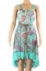 Blu Pepper Womens Dress Size Small Green Tan Pink Multi High Low Midi Sundress - Picture 1 of 11