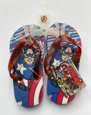 Marvel Avengers Blue Red Summer Flip Flops Shoes Beach Pool BNWT - 8.5/9.5 UK - Image 1 of 3