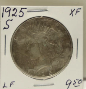 1925 S US Peace Silver Dollar $1 VF (Cleaned,Retoned) - Picture 1 of 2