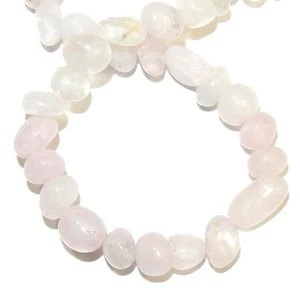 "Cuarzo rosa claro pequeño 6 mm - 9 mm cuentas de guijarros pulido de piedras preciosas 15"" NG3048" - Imagen 1 de 3