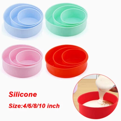 4/6/8/10 Zoll Silikon Runde Antihaft Backblech Form Zum Selbermachen Backformen - Bild 1 von 4