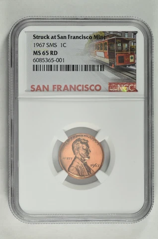 1967 SMS 1C Lincoln NGC MS 65 RD Struck At San Francisco Cover