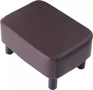 16.54" Small Footstool, PU Faux Leather Step Stool, with Padded Seat Pine Wood L - Picture 1 of 8