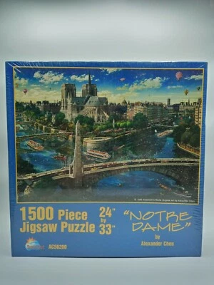 Notre Dame by Alexander Chen Rare Vintage 1500 PC Jigsaw Puzzle 24x33 SunsOut  - Image 1 of 4