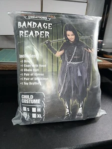 Sensenmann Jugend Halloween Kostüm Gr. L mit Sensenhandschuhen Socken Ketten & Umhang - Bild 1 von 3