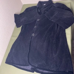Women's J Jill Black Corduroy Velvet Collar Hem Full Button Jacket Size Medium - Picture 1 of 16