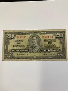 COLLECTABLE 1937 CANADA $ 20 GORDON / TOWERS Banknote - Picture 1 of 2