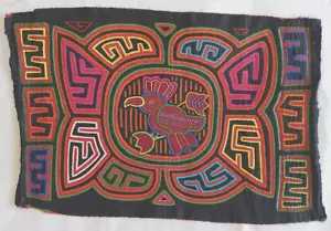Vintage Kuna Mola Hand Sewn Reverse Applique Panama with Bird in center #2 - Picture 1 of 2