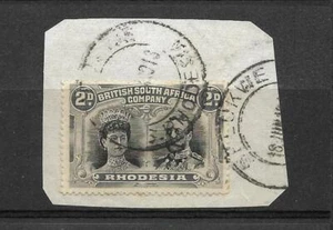 RHODESIA, DOPPIA TESTA, 2d USATO ATSULUKWE D/C, DATATO 18 GIUGNO 1913, SU PEZZO. - Foto 1 di 1