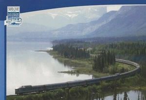 Postcard The Canadian Silver & Blue Class Train along Lake in Rockies MINT - Picture 1 of 1