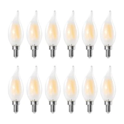 E12 LED Chandelier Light Bulbs 6W60w Equivalent Dimmable C11 Frosted Glass 60... - Image 1 of 4