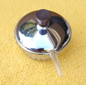 Vintage Cut Glass Condiment Bowl w/ Lid and Spoon - Picture 1 of 5