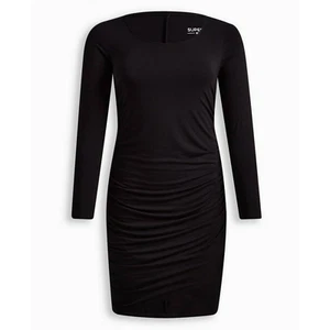 NEW TORRID Dress Ruched Gathers Plus Size 3X Cinched Bodycon Super Soft Black. - Picture 1 of 8