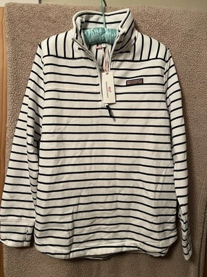 Vineyard Vines Mujer S Americana Oveja Camisa 1/4 Cremallera Pullover Rayas Suéter $118 Foto 1 de 4