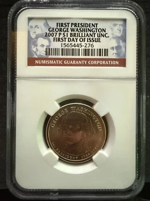 NGC 2007-P $1 BU First Day Of Issue George Washington Coin - Image 1 of 2