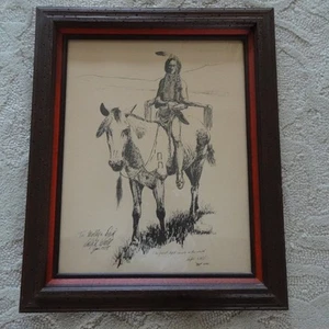 Ralph Wall (1932-2009) WESTERN Drawing Framed Signed Indian on Horse - Picture 1 of 15