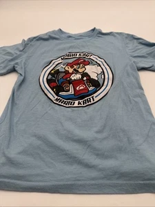 Mario kart T-Shirt Youth Boy Large Graphic Print Logo Blue..#28020 - Picture 1 of 7