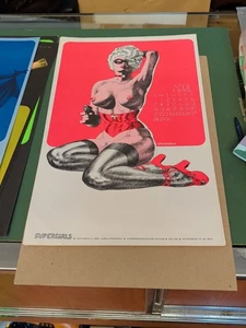 Póster de página de calendario de Supergirls Jim Steranko vintage de abril de 1973 10,5x17 - Imagen 1 de 4