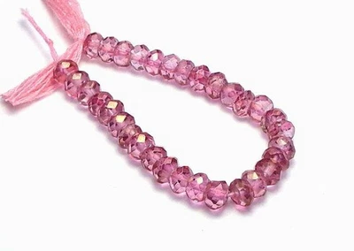Cuentas rondelle facetadas de topacio rosa de 3" de 4 mm AAA 12 cttw Foto 1 de 2