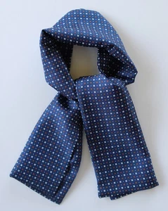 Silk cravat Blue, orange & white Millefiori 8" x 40" Marinella fabric. Hand made - Picture 1 of 3