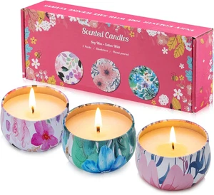 3er Pack Duftkerzen, 2,5 Oz Aromatherapie Kerzen mit Blumendüften, Sojakerze - Bild 1 von 8