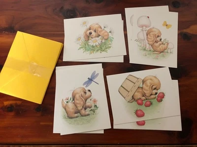 Bill Morehead Puppy Dogs Firefly Mushroom Blank Note Cards Set Of 10 Vtg 1980s - Image 1 of 4