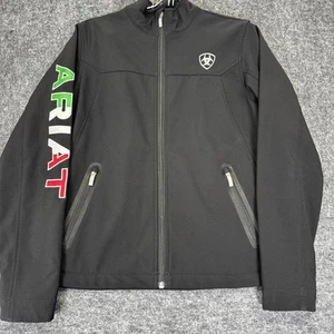 Ariat Tek Women's Full Zip Mock Neck Fleece Jacket Size S Mexican Flag Logo EUC - Picture 1 of 4