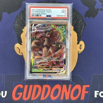 PSA 9 MINT 2021 Pokemon Evolving Skies TREVENANT VMAX #014 Full Art - Image 1 of 3