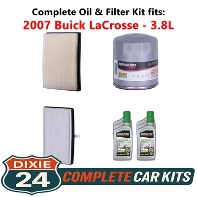 Fits: 2007 Buick LaCrosse 3.8L Complete Air, Oil & Cabin Filter Kit (5W-30) Foto 1 de 4