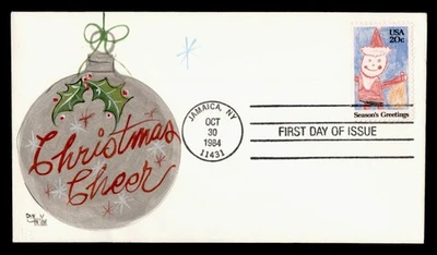 DR WHO 1984 FDC CHRISTMAS HILTON HAND PAINTED CACHET ART M60001 - Image 1 of 2