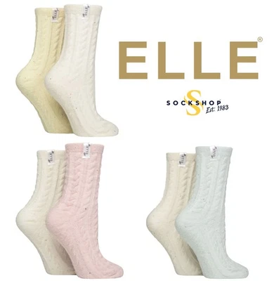 Женские уютные носки крапинками ткани кабель трикотажа узор подарок ярлык теплый ELLE 2 пары - Изображение 1 из 4