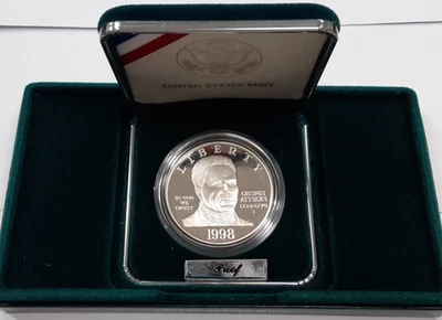 1998-S Black Revolutionary War Commemorative Proof Silver Dollar in OGP & COA - Image 1 of 4