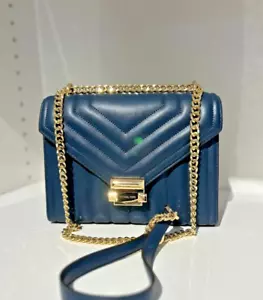 Michael Kors Whitney Medium PVC Flap Chain Shoulder Handbag Purse Tote Bag -Navy - Picture 1 of 9
