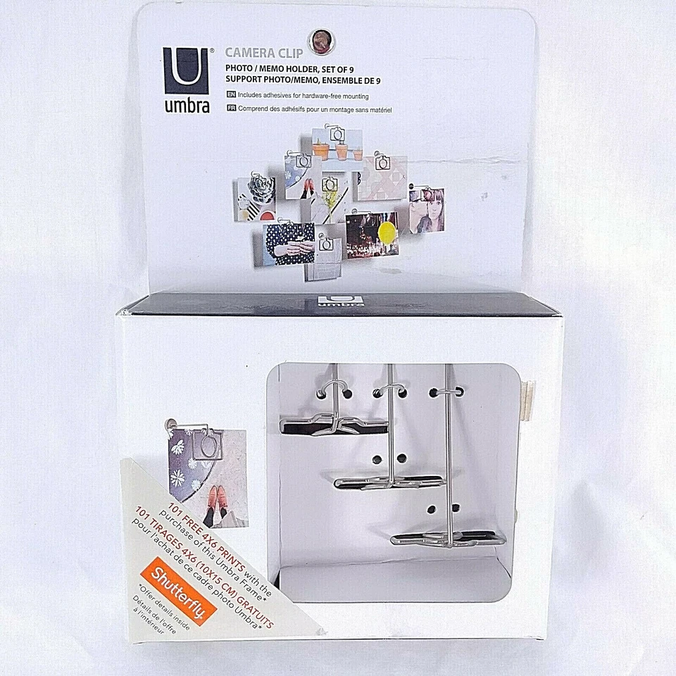 Umbra Photo Memo Holder Camera Clip Box Of 9 Metal Stands NEW - Image 1 of 4