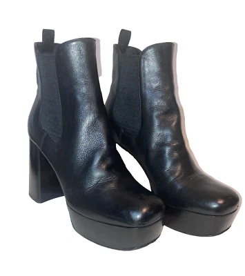 Prada женщин каблук платформе кожаный Chelsea ботинки - черный размер 37EU/7US $1450 - Изображение 1 из 4