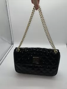 VINTAGE ANNE KLEIN PULSE QUILTED BLACK PATENT GOLD CHAIN PAISLEY DESIGNER LION - Picture 1 of 16