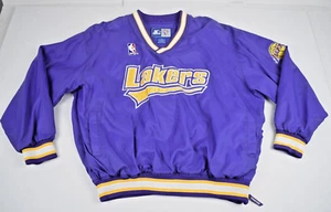 NBA Jacket VTG LA Lakers Starter Jacket Sz L 90s Purple Side Zip Pullover V-Neck - Picture 1 of 13