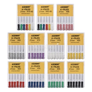 6pcs/box Dental Endodontic Root Canal Hand Use Stainless Steel K-Files 25mm/21mm - Picture 1 of 36