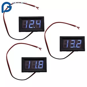 3× DC 4.5-30V Blue LED 3Digital Display Voltage Meter Voltmeter Panel Motorcycle - Picture 1 of 8