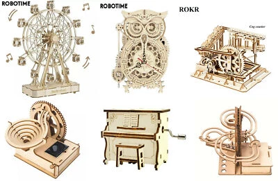Robotime Rokr DIY Lasercut Holz Kugelbahn Riesenrad Spieluhr Eule Solar Modelle